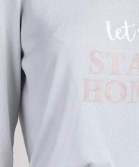 Pijama-Feminino--Let-s-Stay-Home--com-Estampa-Xadrez-Vichy-Mana-Longa-Cinza-9900223-Cinza_3
