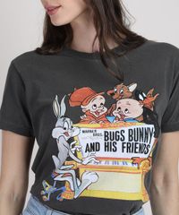 T-Shirt-Feminina-Mindset-Looney-Tunes-Manga-Curta-Decote-Redondo-Chumbo-9947387-Chumbo_4