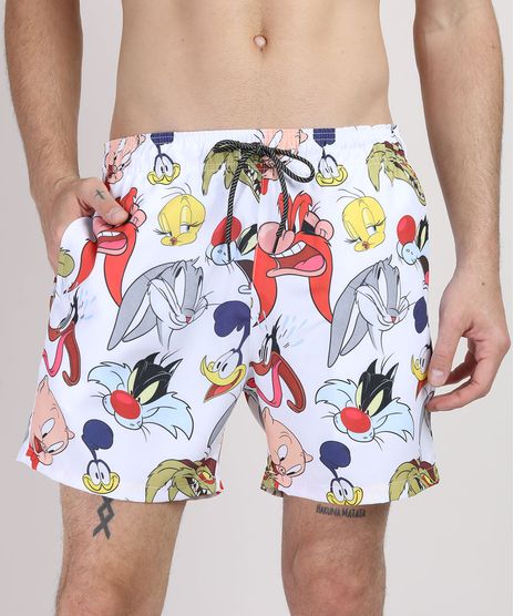 Short-Masculino-Looney-Tunes-Estampado-com-Bolsos-Off-White-9831659-Off_White_1