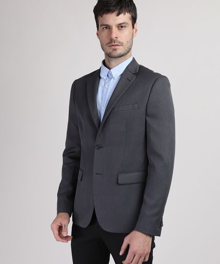 Blazer-Masculino-Comfort-com-Bolsos-Cinza-Mescla-Escuro-9655462-Cinza_Mescla_Escuro_1