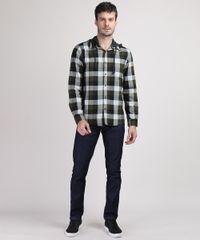 Camisa-de-Flanela-Masculina-Comfort-Estampada-Xadrez-com-Capuz-Removivel-Preta-9809547-Preto_3