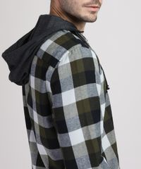 Camisa-de-Flanela-Masculina-Comfort-Estampada-Xadrez-com-Capuz-Removivel-Preta-9809547-Preto_4