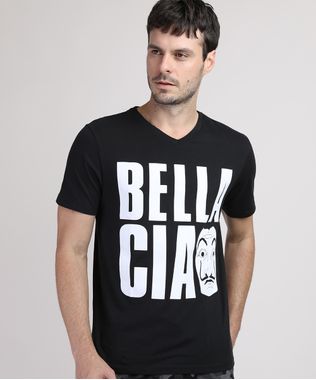 Camiseta-Masculina-La-Casa-de-Papel--Bella-Ciao--Manga-Curta-Gola-Careca-Preta-9800814-Preto_1