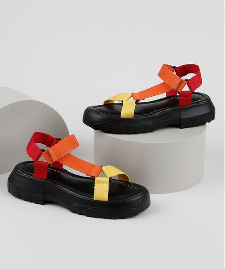 Papete-Feminina-Oneself-Flatform-Tratorada-com-Velcro-Laranja-9952369-Laranja_1