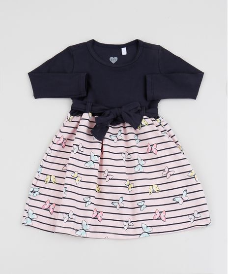 Vestido-Infantil-Estampado-de-Borboletas-Manga-Longa-Rosa-9946485-Rosa_1