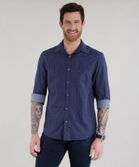 Camisa-Comfort-Xadrez-em-Algodao---Sustentavel-Azul-Marinho-8585444-Azul_Marinho_1