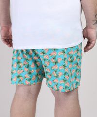 Samba-Cancao-Masculino-Plus-Size-Estampada-de-Bananas-Cos-com-Elastico-Azul-9951243-Azul_2