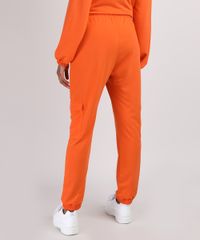 Calca-de-Moletom-Feminina-Cargo-Cintura-Media-Cos-com-Elastico-e-Cordao-Laranja-9946340-Laranja_2