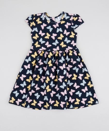 Vestido-Infantil-Estampado-de-Borboletas-Manga-Curta-Azul-Marinho-9915648-Azul_Marinho_1