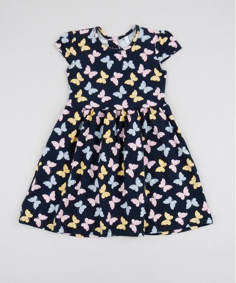 Vestido-Infantil-Estampado-de-Borboletas-Manga-Curta-Azul-Marinho-9915648-Azul_Marinho_1
