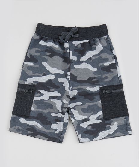 Bermuda-Infantil-Estampado-de-Camuflagem-com-Bolsos-Cinza-9946393-Cinza_1