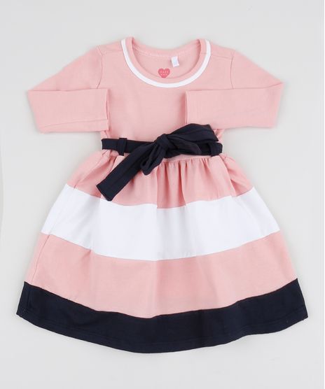 Vestido-Infantil-com-Laco-e-Listras-Manga-Longa-Rosa-9945613-Rosa_1