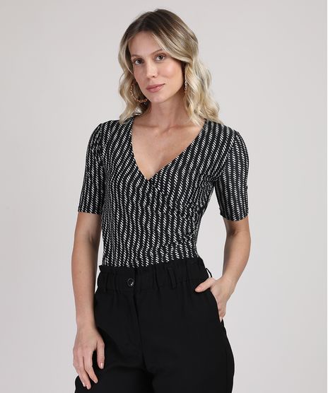 Blusa-Feminina-Estampada-Geometrico-Manga-7-8-Decote-V-Preta-9943312-Preto_1