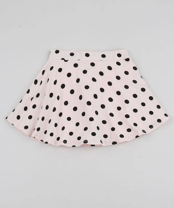 Short Saia Infantil Envelope Estampado de Poá Rosa Claro 8