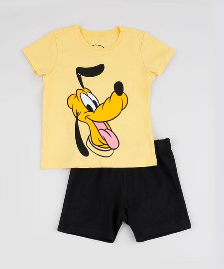 Conjunto-de-Camiseta-Pluto-Amarela---Short--Preta-9942607-Preto_1