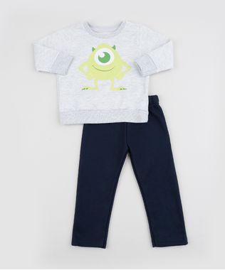 Conjunto-de-Moletom-Infantil-Monstros-S-A--de-Blusao-Cinza-Mescla---Calca-em-Moletom-Azul-Marinho-9942738-Azul_Marinho_1