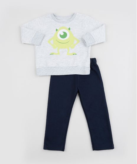 Conjunto-de-Moletom-Infantil-Monstros-S-A--de-Blusao-Cinza-Mescla---Calca-em-Moletom-Azul-Marinho-9942738-Azul_Marinho_1