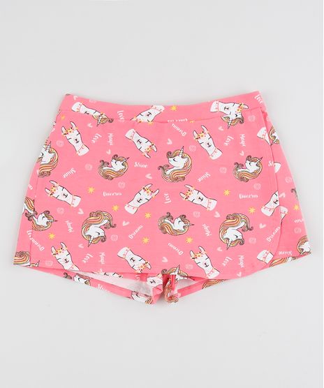 Short-Saia-Infantil-Estampado-de-Lhama-Rosa-9942627-Rosa_1