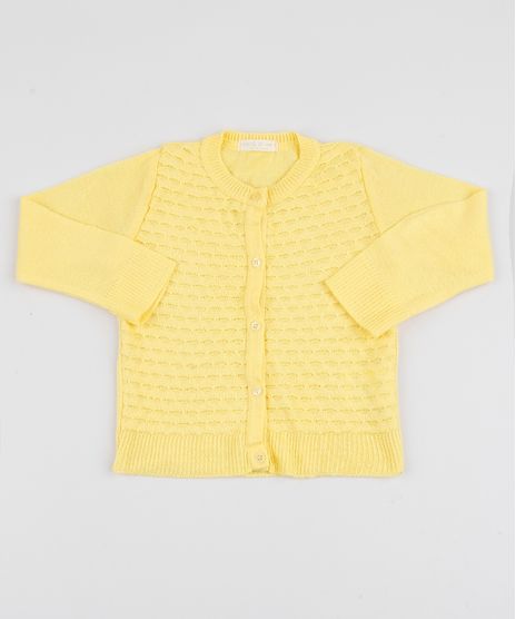 Cardigan-Infantil-Texturizado-em-Trico-Amarelo-9944108-Amarelo_1