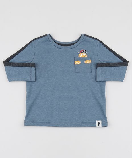 Camiseta-Infantil-Monstrinho-com-Bolso-Manga-Longa-Gola-Careca-Azul-Escuro-Mescla-9944009-Azul_Escuro_Mescla_1