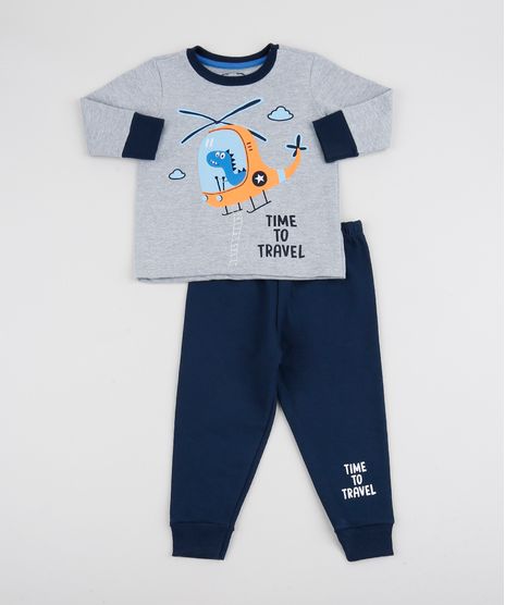 Pijama-Infantil--Time-to-Travel--Manga-Longa-Cinza-Mescla-9942700-Cinza_Mescla_1