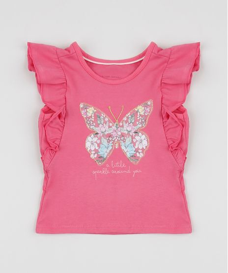 Blusa-Infantil-com-Babado-e-Borboleta-Manga-Curta-Rosa-Escuro-9917543-Rosa_Escuro_1