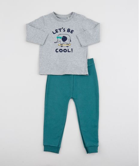 Conjunto-Infantil--Let-s-Be-Cool--Camiseta-Manga-Longa-Cinza-Mescla---Calca-Verde-9945880-Verde_1