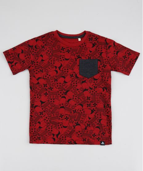 Camiseta-Infantil-Playstation-Estampada-Manga-Curta-Vermelha-9942966-Vermelho_1