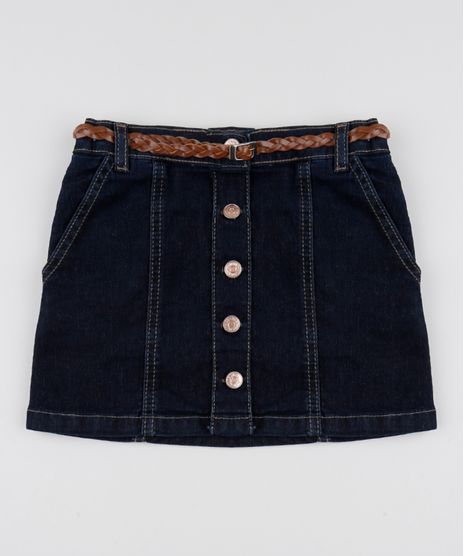 Saia-Jeans-Infantil-Curta-com-Botoes---Cinto-Azul-Escuro-9944349-Azul_Escuro_1