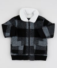 Jaqueta-Infantil-em-Fleece-Xadrez-com-Bolsos-Cinza-9846667-Cinza_1