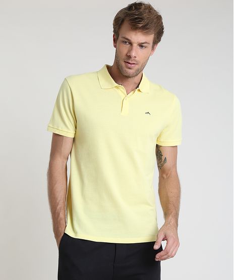 Polo-Masculina-Basica-em-Piquet-Comfort-com-Bordado-Manga-Curta-Amarelo-claro-9725321-Amarelo_Claro_1