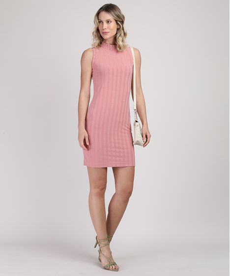 vestido canelado rosa bebe