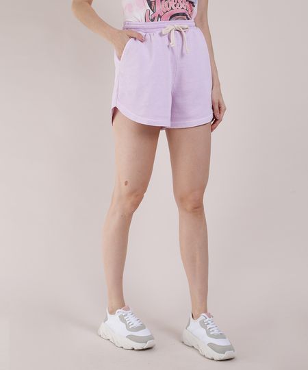 Short-de-Moletom-Feminino-Mindset-Running-Cintura-Alta-com-Cordao-e-Bolsos-Lilas-9949172-Lilas_1