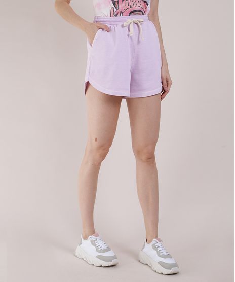 Short-de-Moletom-Feminino-Mindset-Running-Cintura-Alta-com-Cordao-e-Bolsos-Lilas-9949172-Lilas_1