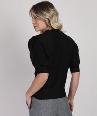 Sueter-Feminino-em-Trico-Leve-Texturizado-Manga-7-8-Bufante-Preto-9946657-Preto_2