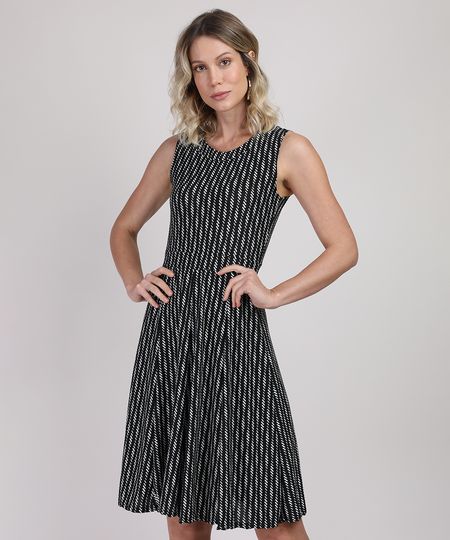 Vestido-Feminino-Estampado-de-Arabescos-Curto-Manga-Curta-Preto-9943320-Preto_1