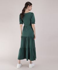 Vestido-Feminino-Mindset-Longo-com-Recortes-e-Faixa-para-Amarrar-Manga-Bufante-Verde-Escuro-9916545-Verde_Escuro_2