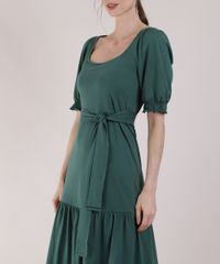 Vestido-Feminino-Mindset-Longo-com-Recortes-e-Faixa-para-Amarrar-Manga-Bufante-Verde-Escuro-9916545-Verde_Escuro_4
