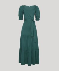 Vestido-Feminino-Mindset-Longo-com-Recortes-e-Faixa-para-Amarrar-Manga-Bufante-Verde-Escuro-9916545-Verde_Escuro_5
