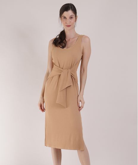 Vestido-Feminino-Mindset-Midi-Canelado-com-No-e-Fendas-Alca-Larga-Caramelo-9950801-Caramelo_1