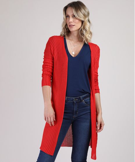 Cardigan-Feminino-Longo-em-Trico--Laranja-9945788-Laranja_1