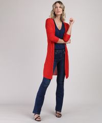 Cardigan-Feminino-Longo-em-Trico--Laranja-9945788-Laranja_3