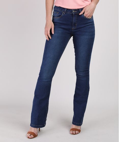 calça comprida jeans cintura alta