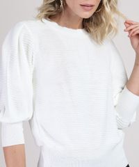 Sueter-Feminino-em-Trico-Manga-7-9-Bufante-Decote-Redondo-Off-White-9946657-Off_White_4