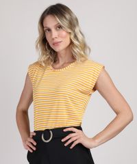 Regata-Feminina-em-Trico-Alongada-Decote-Redondo-Amarelo-Escuro-9951215-Amarelo_Escuro_1