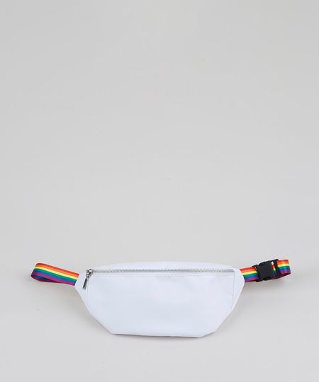 Pochete-de-Nylon-Unissex-Pride-com-Bolsos-e-Faixa-Listrada-Branca-9946701-Branco_1