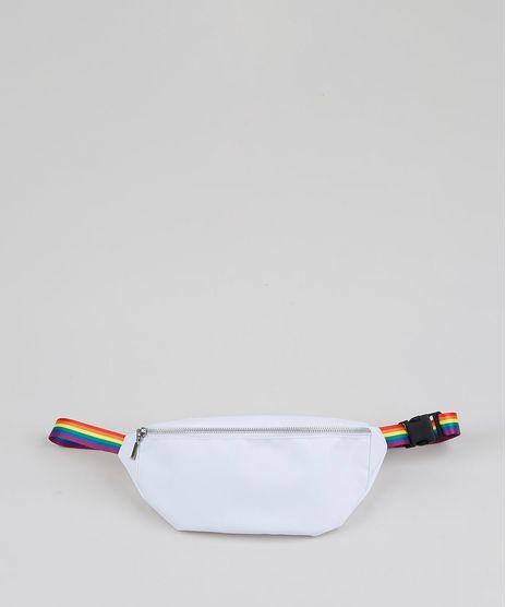 Pochete-de-Nylon-Unissex-Pride-com-Bolsos-e-Faixa-Listrada-Branca-9946701-Branco_1