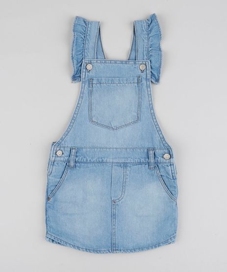 vestido jardineira jeans infantil