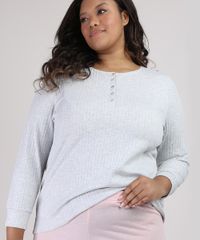 Pijama-Feminino-Plus-Size-Canelado-com-Botoes-Manga-Longa-Rosa-9953335-Rosa_3