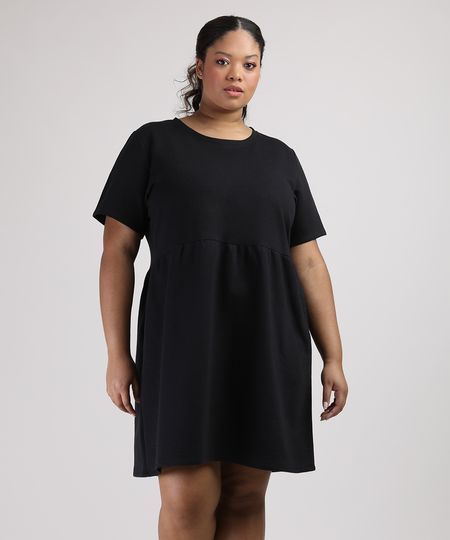 Vestido-de-Moletom-Feminino-Plus-Size-Mindset-Curto-Manga-Curta-Preto-9953571-Preto_1
